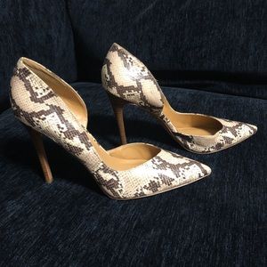 Grey/white Snake Print D’Orsay Heels